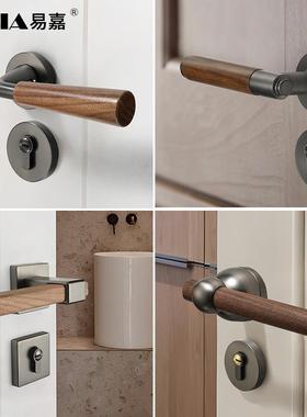 吸美式把胡桃木卧室门锁室房内F77T7M55磁静音门锁门家用复古房间