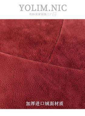 现代DLL约样板间红色大抱口枕加厚进绒弧形拼接靠枕沙面发靠垫简