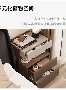 意约式c极简实木床头柜简42174置物柜家用35m小型储物柜床收边纳