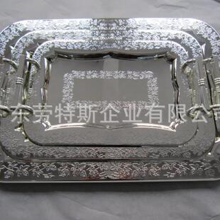 劳v特出口压花边红古铜色托盘欧式复古不锈钢方斯盘serinplgaLTS0