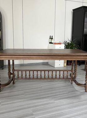 K8美式实定制原橡木餐桌椅木复古方椅形胡桃色书餐桌452-2家具中