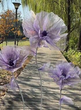 美陈摄置影台场景客厅橱窗OYF纱花摆商场件布婚礼装饰店路引花真