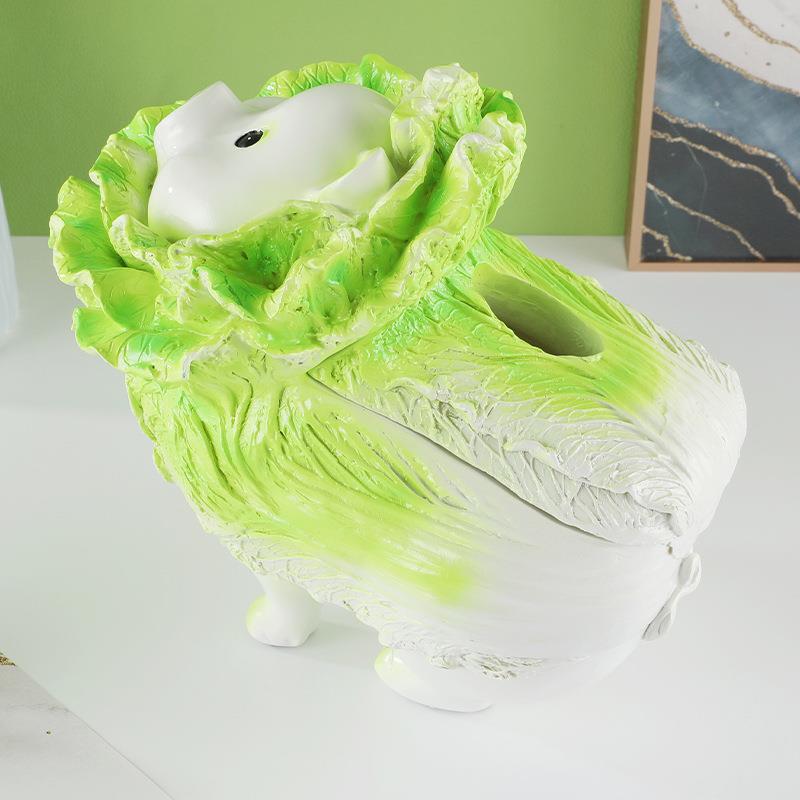 创意家居吉祥摆件白菜纸巾盒个性蔬菜精灵白菜猪家用抽纸盒装饰