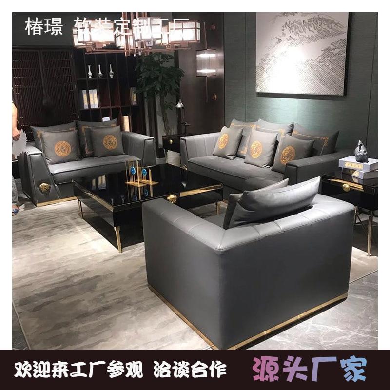 意大利轻奢沙发小户型客厅别墅设计师样板间三人位防刮耐磨皮沙发