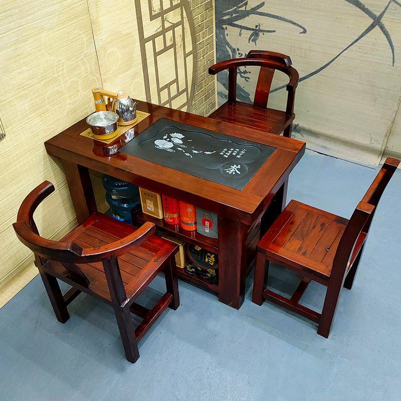 老船木桌子新中式泡茶仿古型茶几实木套装办公室小茶台客厅阳台