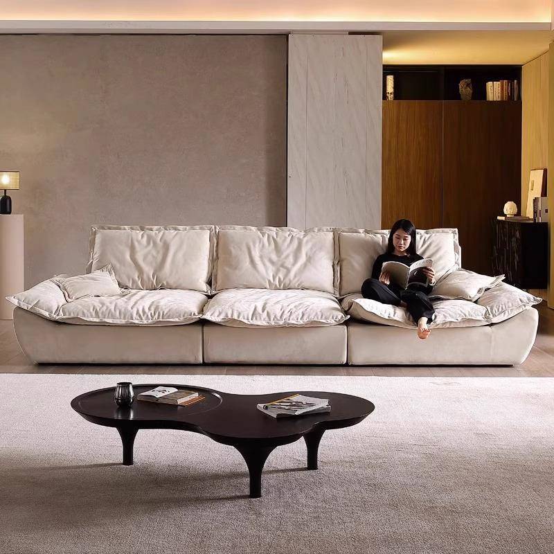 帆船沙发超宽坐深羽绒乳胶现代简约奶油猫抓布异形可移动靠背沙发