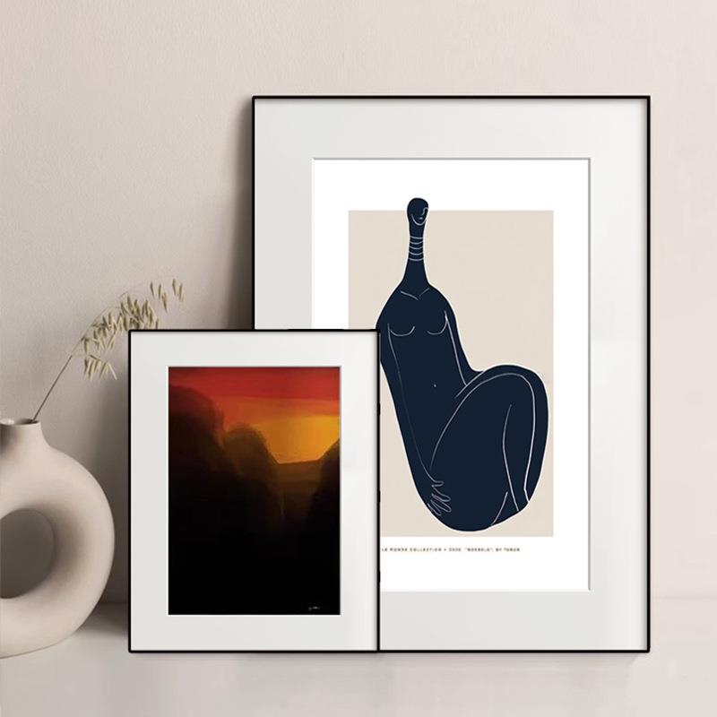 小众复古抽象客厅装饰画怀旧书房办公室壁画人物风景墙面艺术挂画