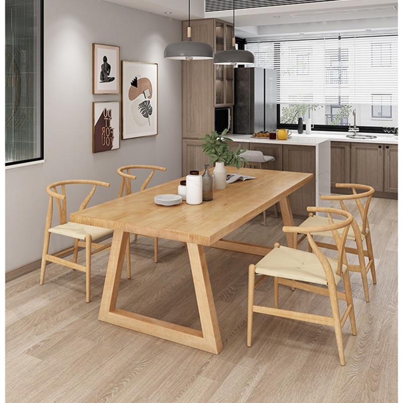 北欧原木餐桌椅组合长条桌白蜡木家用简约长方形桌子实木长桌1068