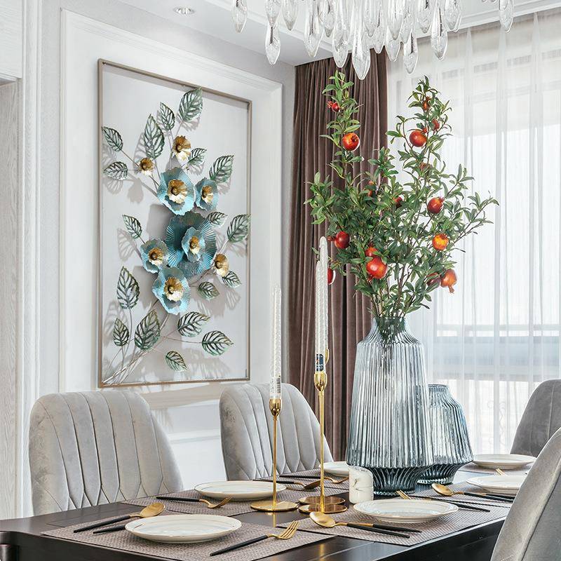 欧式玄关铁艺带框立体花草墙面装饰餐厅过道个性做旧壁挂装饰