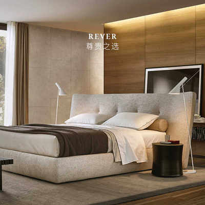 意式极简布艺床rever双人1.8米主卧室设计师现代简约高端软包婚床