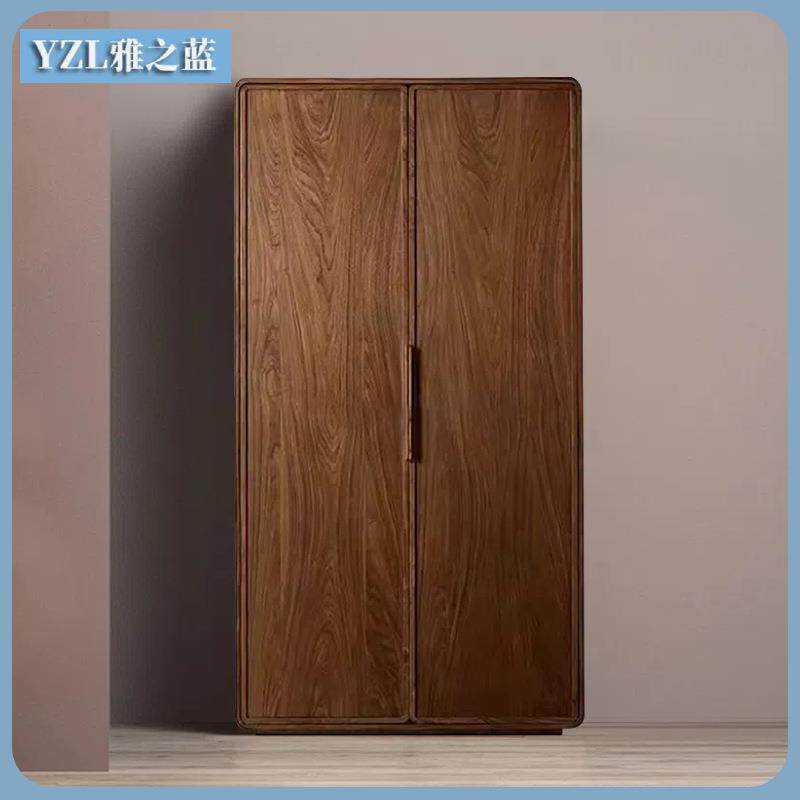 乡村美式实木衣柜家用卧室柚木衣橱平开门两门衣柜小户型储物衣柜