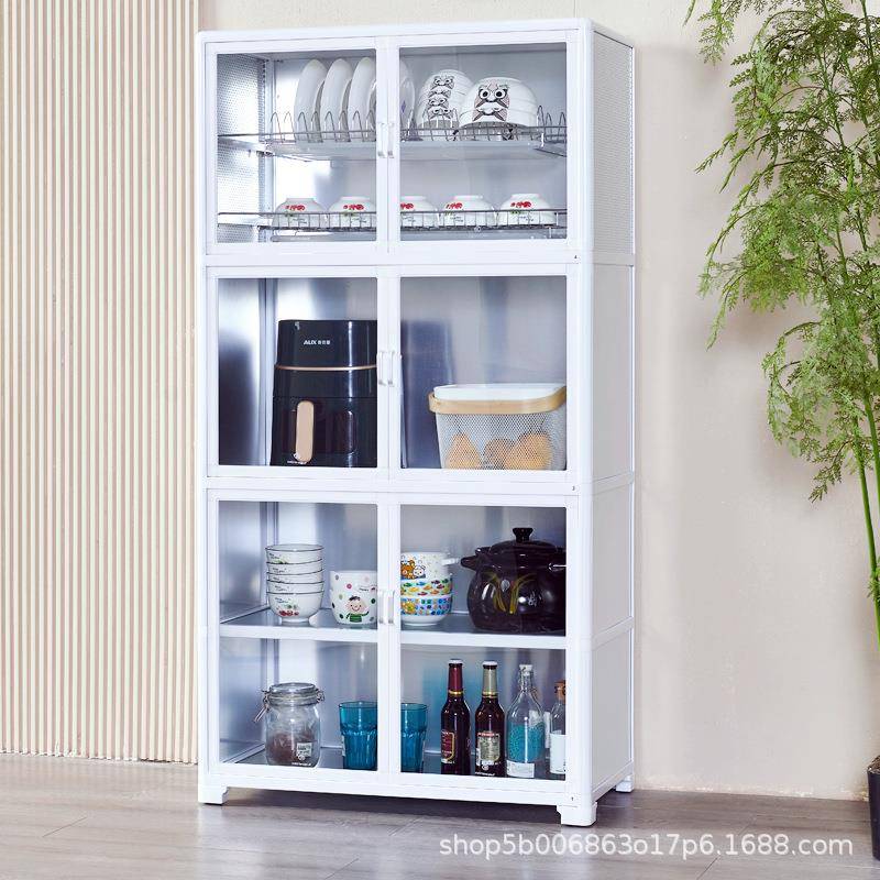 碗柜家用农村厨房橱柜收纳柜子出租房简易铝合金储物柜现代放碗柜