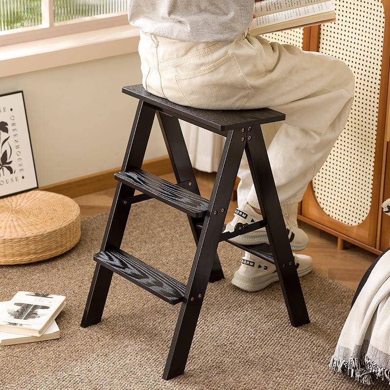 实木梯凳梯子凳子多功能两用家用折叠梯椅稳步登高楼梯凳室内爬梯