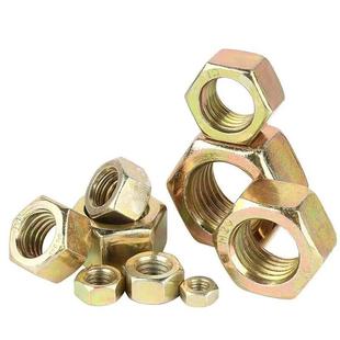 国标4.8级铁镀彩锌螺母黄色黄锌六角螺丝帽M6M8M10M12M14M16镀锌