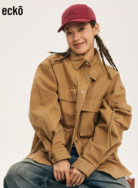 ecko红犀牛  翻领水洗复古重磅夹克男女2025秋季新款工装情侣外套