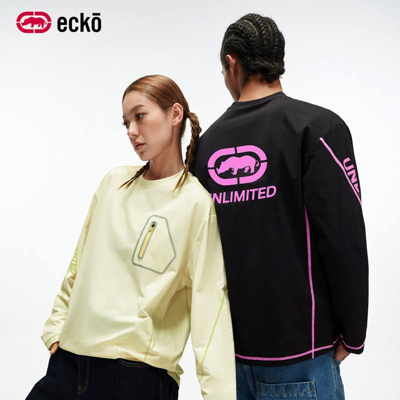 ecko红犀牛 凉感速干户外机能风运动情侣长袖t恤2026春季新款上衣