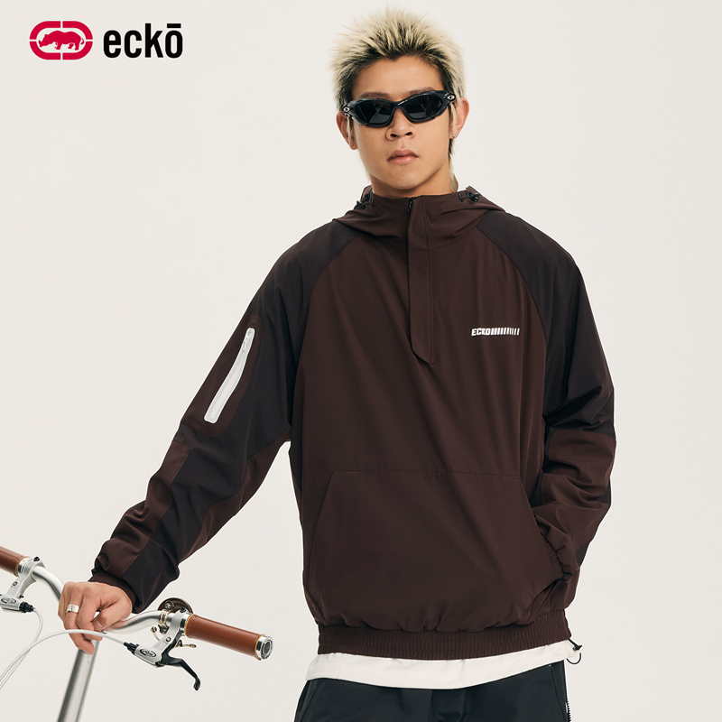 ecko红犀牛半拉链复古机能风卫衣