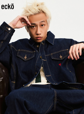 ecko红犀牛  刺绣翻领丹宁蓝原色牛仔夹克情侣装2025冬季新款外套