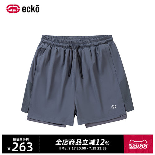 ecko红犀牛26夏季速干运动短裤美式街头针织卫裤感透气抽绳休闲裤