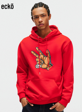 ecko红犀牛  美式连帽情侣卫衣男女过年红色战袍2026春季新款外套