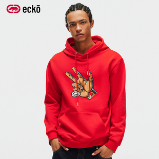 ecko红犀牛  美式连帽情侣卫衣男女过年红色战袍2026春季新款外套