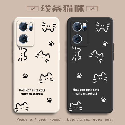 适用PFJM10手机壳OPPOPFJM10套OPPOReno75G外壳Reno7OPPO新款opp0pp0ppo硅胶ppopfjm全包防摔女ren07简约猫咪
