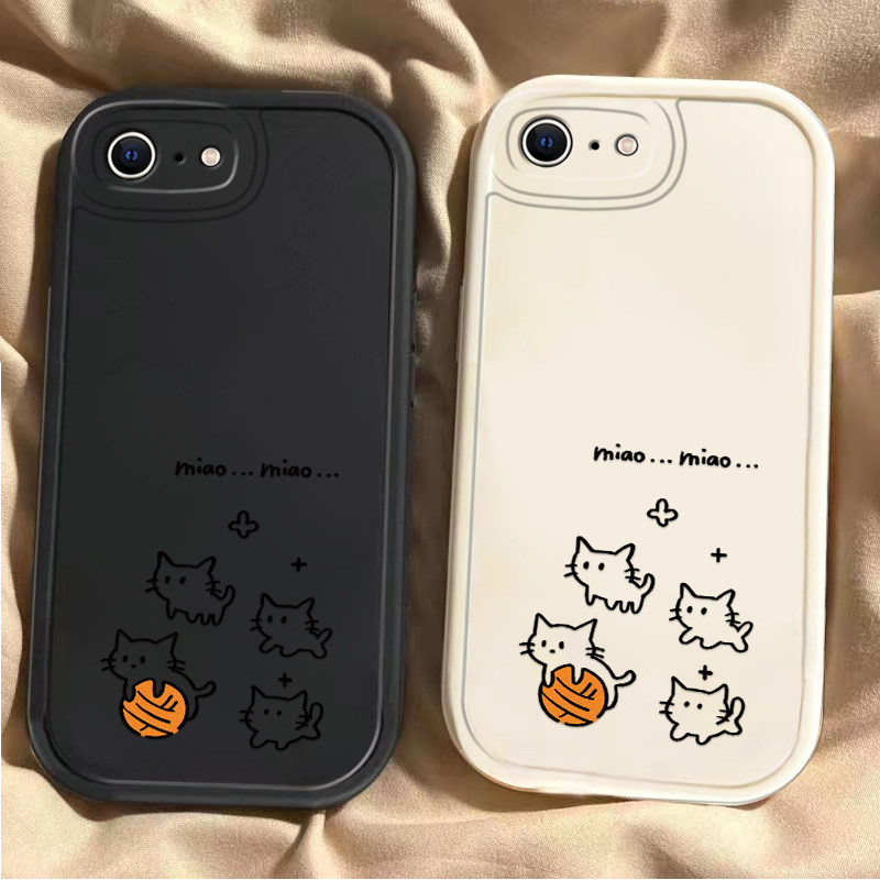 适用苹果6s/7/8plus手机壳新款iPhoneXSmax玩毛线球小奶猫XR外壳SE防摔11pro全包12/13女款15/16/17软保护套