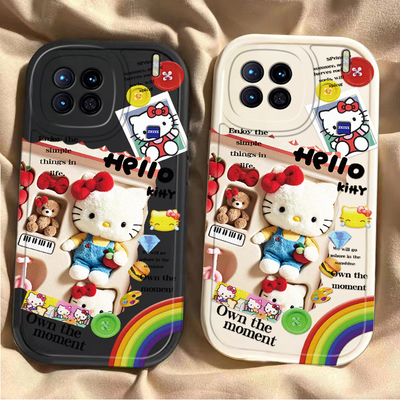 毛绒kt猫适用于vivox300/200pro手机壳全包100/90/80防摔爆款s30/20/19/18/17新款女iqoo15小众软硅胶保护套