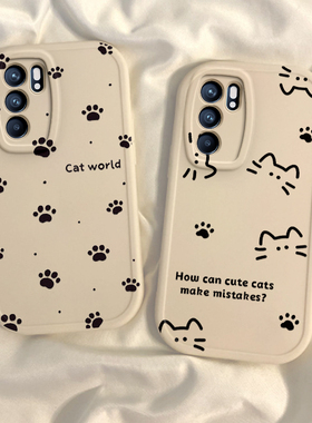 适用oppoReno6手机壳Reno6pro+新款opopreno65G全包防摔外壳reon十opp0pp0pporeno6软硅胶保护套5G女可爱猫咪