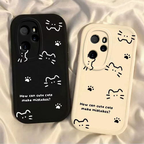 适用荣耀200手机壳100pro新款华为honor90可爱线条猫80gt硅胶70p防摔60se卡通外壳50pro高级感30青春版20全包