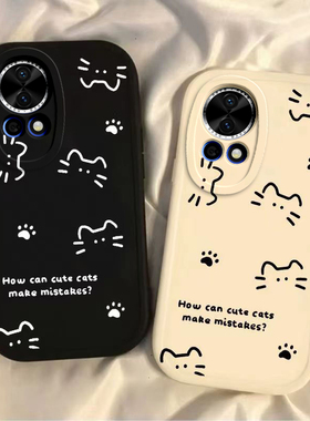 适用华为nova12pro手机壳11SE新款Nova10por可爱线条猫Hinove9硅胶novo87防摔n0va6男女nava5ipr0外壳4e全包3