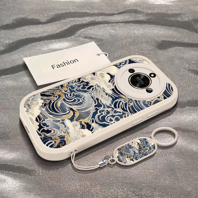 适用荣耀x50手机壳x60i新款华为x50i十浮世绘海浪honorx30i全包防摔外壳X40GT硅胶x20se钢化膜x10max男保护套