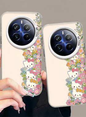 适用真我12pro手机壳realme10por高级感OPPOV50全包防摔真我V25彩银IMD花丛KT猫11pro女生10pro+个性V13新款