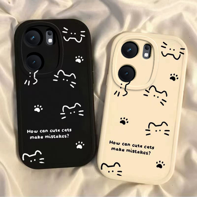 适用iqooneo9/8pro手机壳新款vivoiqooneo5可爱线条猫ipooneo6se全包防摔iq00neo7软硅胶icooneo3卡通noe女生