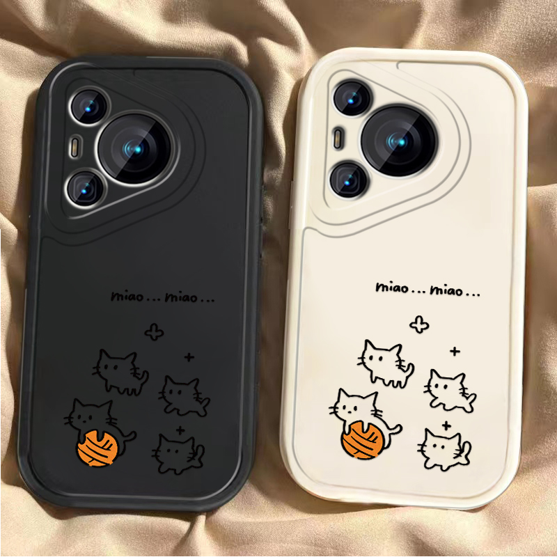 玩毛线球小奶猫适用于华为pura80/70ultra手机壳全包mate70防摔60/50/40/30创意nova14/13/12畅享80女保护套