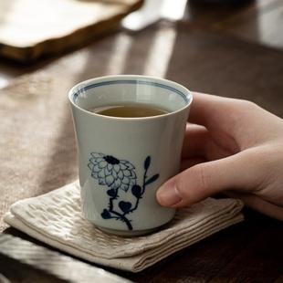 手绘梅兰竹菊茶杯陶瓷喝茶品茗杯主人单杯家用功夫茶碗大号个人杯