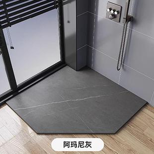 定制卫生间防滑石浴室通体岩板冲凉房淋浴垫脚石钻石型瓷砖地板石