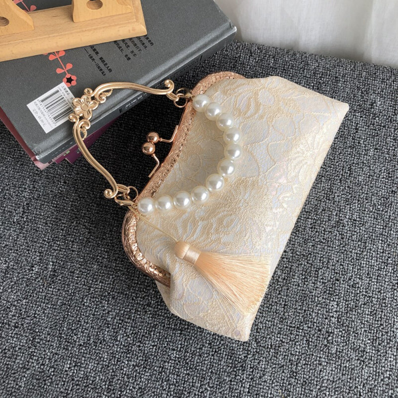 20cm梅花提手口金包手工diy材料包蕾丝绣花免熨烫手工手挽包斜跨
