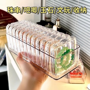 吧唧收纳盒亚克力透明带盖密封防潮美甲收纳盒子谷子桌面展示盒子