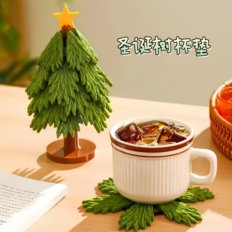 圣诞树隔热垫可伸缩杯垫3d打印