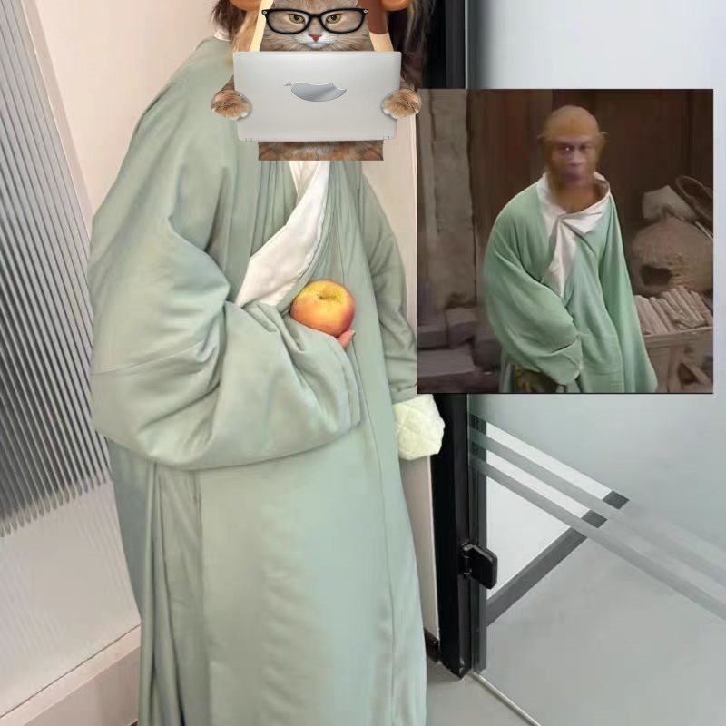 孙悟空睡衣齐天大圣猴哥同款长衫睡袍冬季加厚抽象搞怪棉服家居服