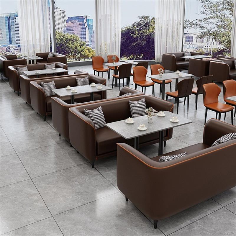 北欧主题西餐厅沙发卡座奶茶店休闲咖啡厅接待洽谈休息区桌椅组合