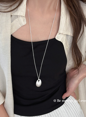 银色爱心吊坠长款项链女2025新款