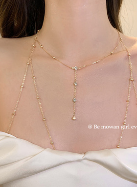 合金项链纯欲风胸链胸口镂空项链