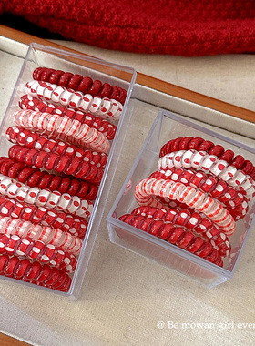 新年安可拉红色电话线发圈女高弹力马尾皮筋2026新款扎发头绳头饰