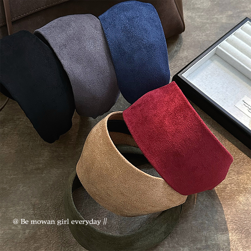 鹿皮绒纯色宽边发箍女甜美洗脸专用束发带头箍高颅顶遮白发卡头饰