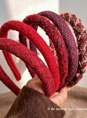 红色新年发箍女2026新款高颅顶毛绒头箍早春洗脸发卡过年发捆头饰