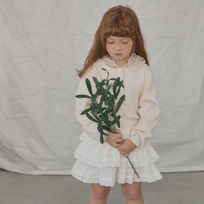 2026女童可爱甜美套头蕾丝边白色衬衫大童宽松女孩子童装