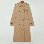 轻奢气质收腰女士外套纯色 时尚 悦戎百搭大牌显瘦双排扣春季 中长款