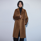 秋冬茧形毛呢大衣2025中长款 悦戎苏力羊驼绒大衣西装 领斜插袋连袖